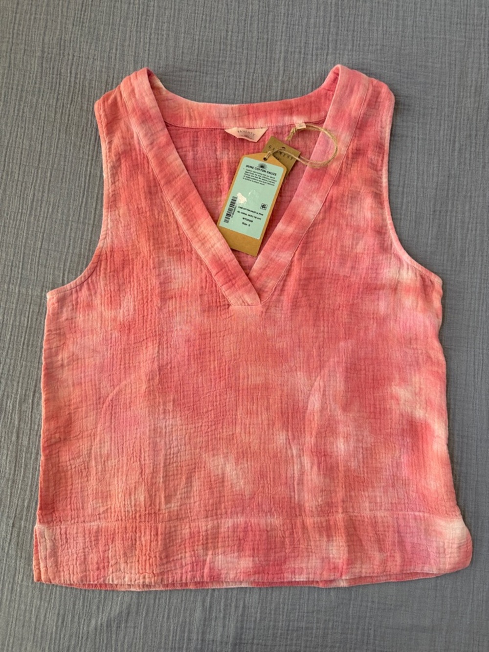 Faherty Organic Cotton Tie-Dye V-Neck Sleeveless Tank NWT